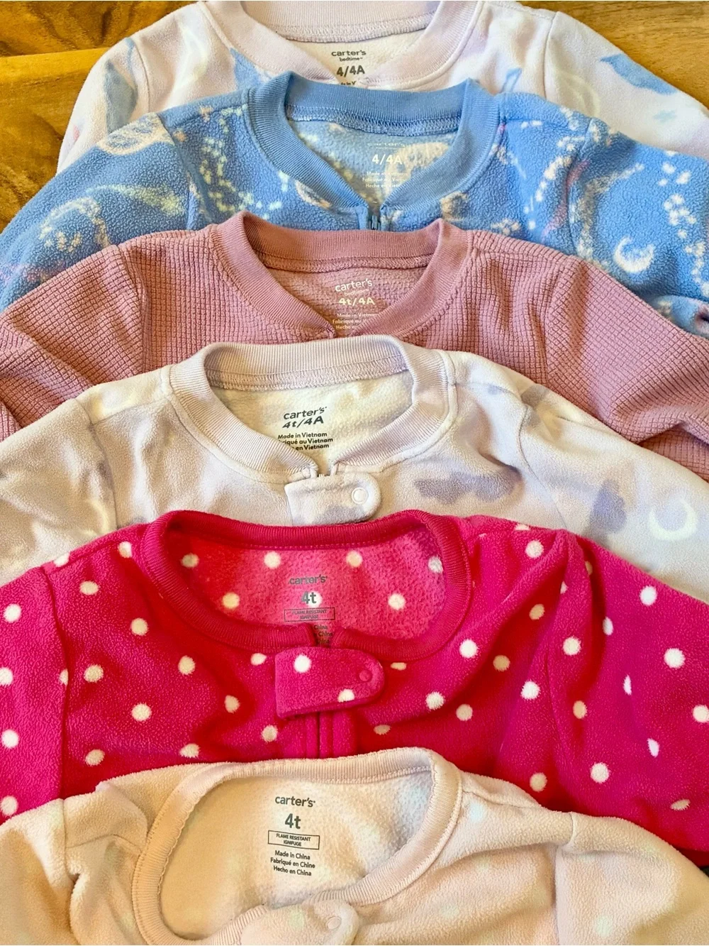 Lot Of 9 Girls Pajamas Carter’s / Cloud Island Size 4T One Piece & Two Piece Set